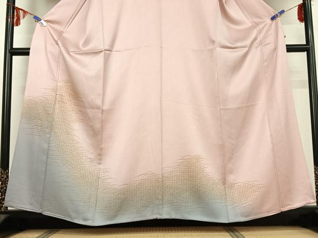 平和屋着物▽訪問着 単衣 刺繍 芝文 暈し染め 金彩 金糸 正絹 逸品 AABE1199jh