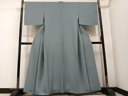 平和屋着物●上質な色無地 利休鼠色 正絹 逸品 AABE1203ph