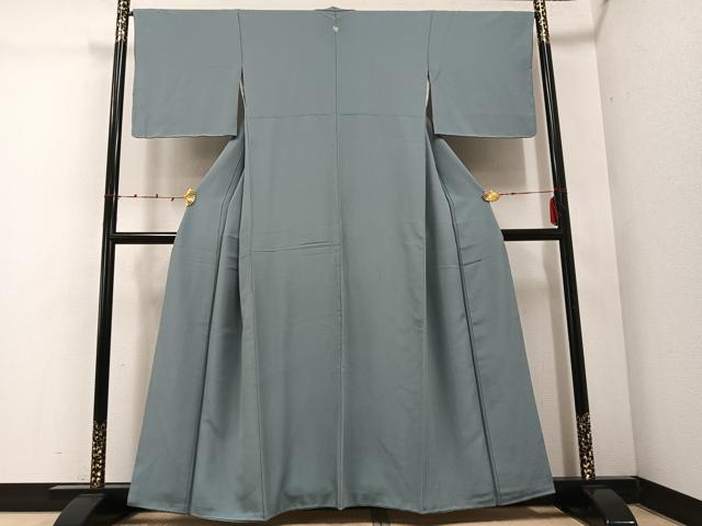 平和屋着物●上質な色無地 利休鼠色 正絹 逸品 AABE1203ph