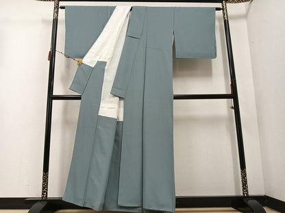 平和屋着物●上質な色無地 利休鼠色 正絹 逸品 AABE1203ph