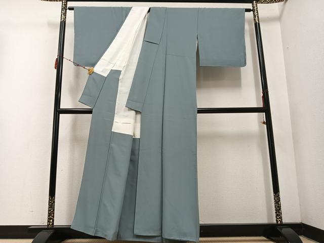 平和屋着物●上質な色無地 利休鼠色 正絹 逸品 AABE1203ph