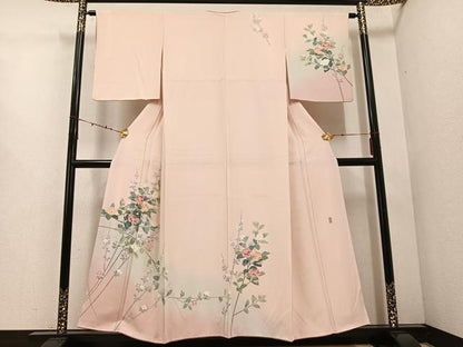 平和屋着物●十日町友禅作家 岡村蒼風 訪問着 枝花文 暈し染め 正絹 逸品 AABE1204ph