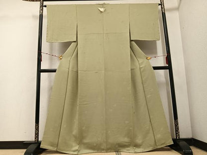 平和屋着物●上質な色無地　舞葉地紋　利休茶色　正絹　逸品　未使用　AABE1215ph