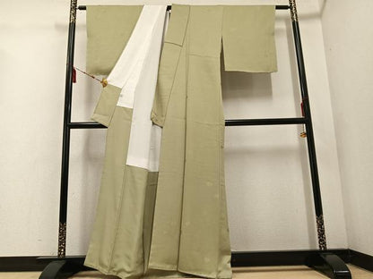 平和屋着物●上質な色無地　舞葉地紋　利休茶色　正絹　逸品　未使用　AABE1215ph