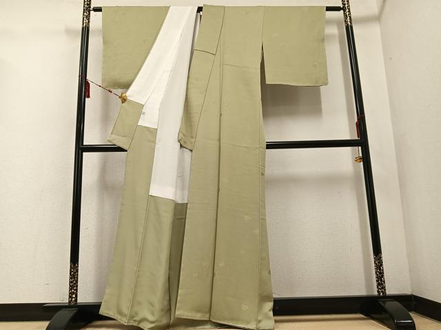 平和屋着物●上質な色無地　舞葉地紋　利休茶色　正絹　逸品　未使用　AABE1215ph