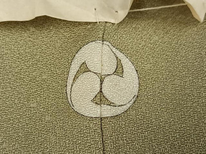 平和屋着物●上質な色無地　舞葉地紋　利休茶色　正絹　逸品　未使用　AABE1215ph