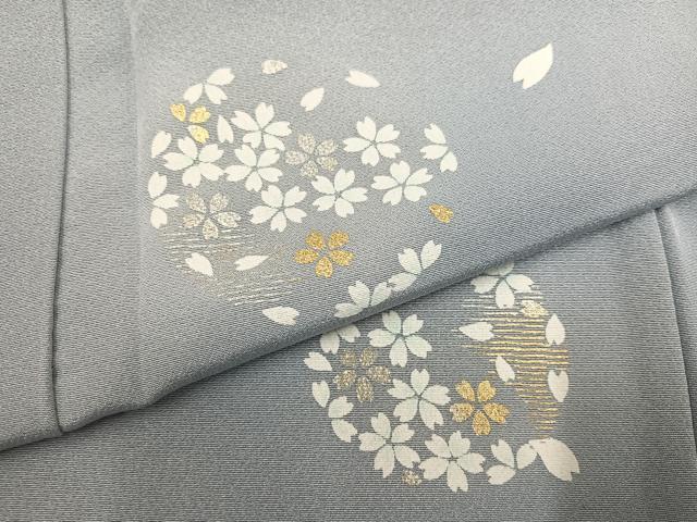 平和屋着物●訪問着 舞桜文 暈し染め 金銀彩 正絹 逸品 AABE1223ph