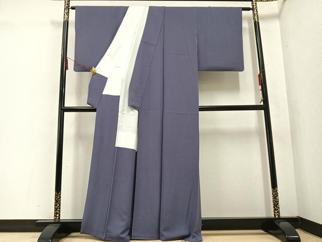 平和屋着物●上質な色無地　紫鼠色　正絹　逸品　AABE1227ph
