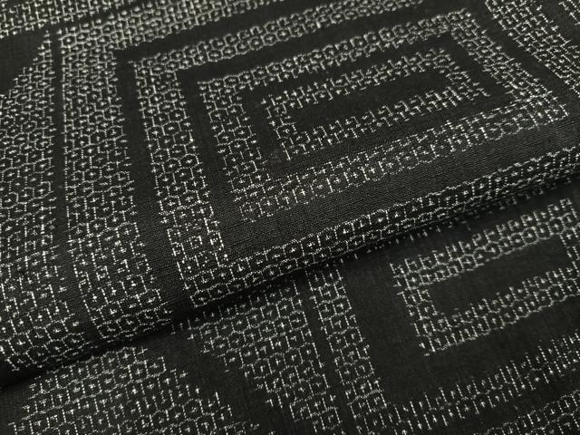 平和屋着物●結城紬　80亀甲　幾何学文様　正絹　逸品　AABE1230ph