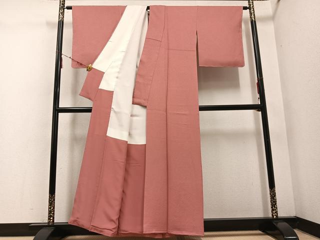 平和屋着物●上質な色無地　真赭色　正絹　逸品　AABE1241ph