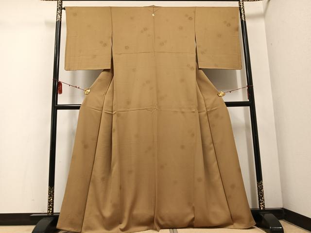 平和屋着物●上質な色無地　花尽くし　黄橡色　正絹　逸品　AABE1249ph