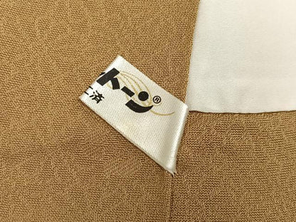 平和屋着物●上質な色無地　花尽くし　黄橡色　正絹　逸品　AABE1249ph