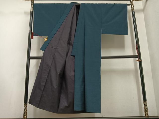 平和屋着物●男性　紬　アンサンブル　色無地　褐返し色　正絹　逸品　AABE1253ph