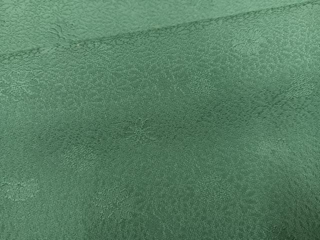 平和屋着物●上質な色無地　花地紋　青磁色　正絹　逸品　AABE1254ph