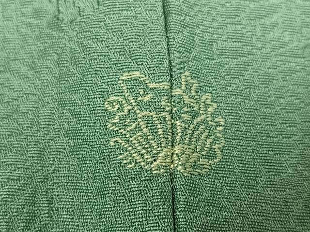 平和屋着物●上質な色無地　花地紋　青磁色　正絹　逸品　AABE1254ph