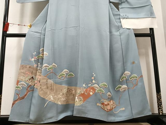 平和屋着物●豪華色留袖 作家物 駒刺繍 松竹梅草花文 金彩 井藤正製 反端付き 正絹 逸品 AABE1258ph