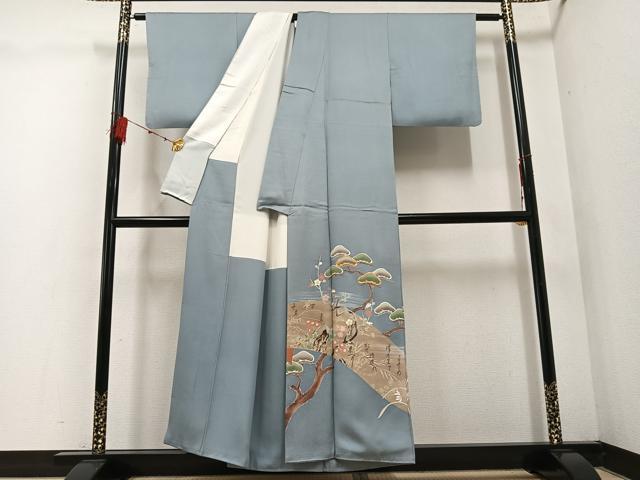 平和屋着物●豪華色留袖 作家物 駒刺繍 松竹梅草花文 金彩 井藤正製 反端付き 正絹 逸品 AABE1258ph
