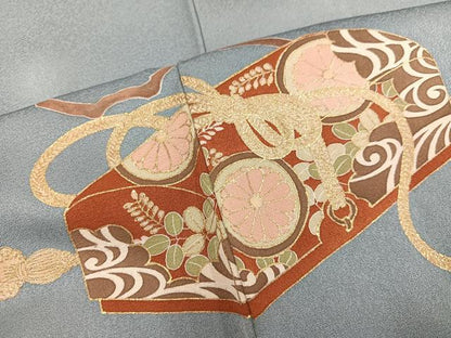 平和屋着物●豪華色留袖 作家物 駒刺繍 松竹梅草花文 金彩 井藤正製 反端付き 正絹 逸品 AABE1258ph