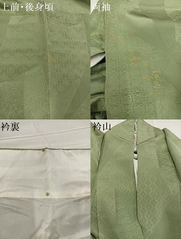 平和屋着物●上質な色無地　吉祥花地紋　柳茶色　正絹　逸品　AABE1270ph