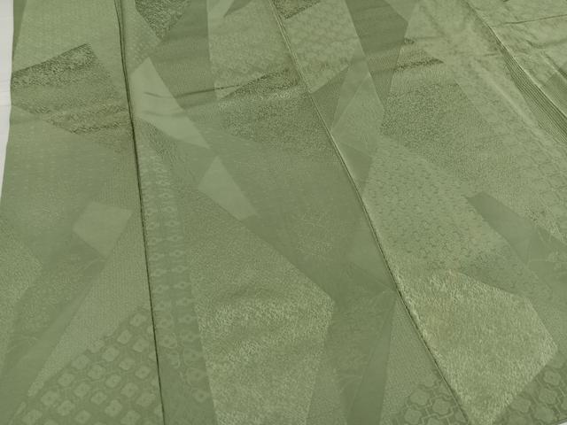 平和屋着物●上質な色無地　吉祥花地紋　柳茶色　正絹　逸品　AABE1270ph