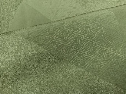 平和屋着物●上質な色無地　吉祥花地紋　柳茶色　正絹　逸品　AABE1270ph