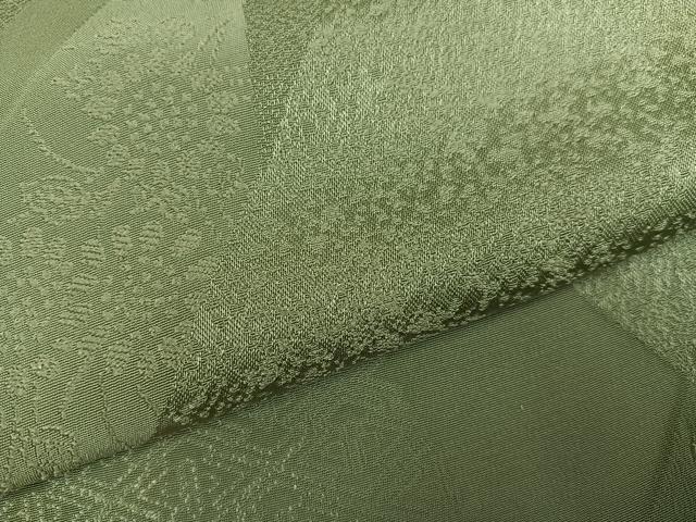 平和屋着物●上質な色無地　吉祥花地紋　柳茶色　正絹　逸品　AABE1270ph