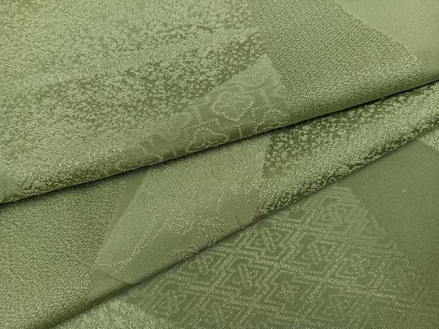 平和屋着物●上質な色無地　吉祥花地紋　柳茶色　正絹　逸品　AABE1270ph