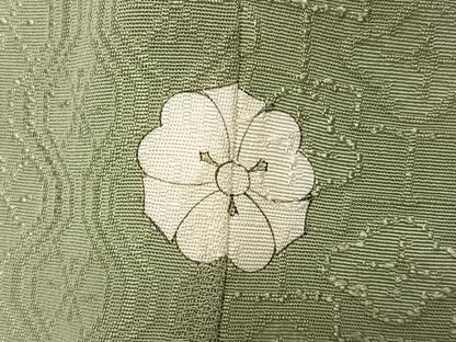 平和屋着物●上質な色無地　吉祥花地紋　柳茶色　正絹　逸品　AABE1270ph