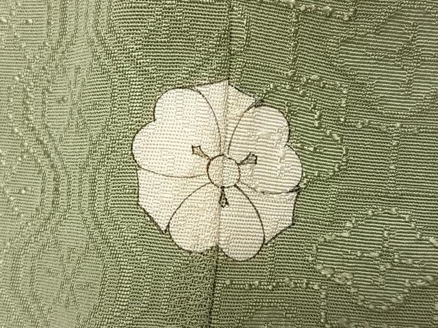 平和屋着物●上質な色無地　吉祥花地紋　柳茶色　正絹　逸品　AABE1270ph