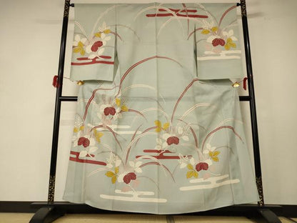 平和屋着物＊夏物 訪問着 絽 駒刺繍 枝葉文 銀彩 正絹 逸品 AABE1284jd