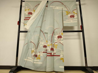 平和屋着物＊夏物 訪問着 絽 駒刺繍 枝葉文 銀彩 正絹 逸品 AABE1284jd