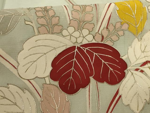 平和屋着物＊夏物　訪問着　絽　駒刺繍　枝葉文　銀彩　正絹　逸品　AABE1284jd 平和屋着物＊夏物 訪問着 絽 駒刺繍 枝葉文 銀彩 正絹 逸品