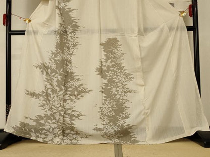 平和屋着物＊夏物 訪問着 白山紬 草花文 証紙付き 仮絵羽 正絹 逸品 未使用 AABE1286jd
