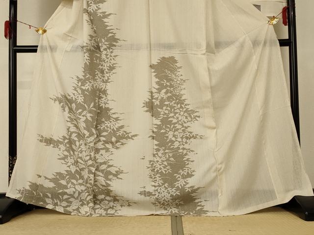 平和屋着物＊夏物 訪問着 白山紬 草花文 証紙付き 仮絵羽 正絹 逸品 未使用 AABE1286jd