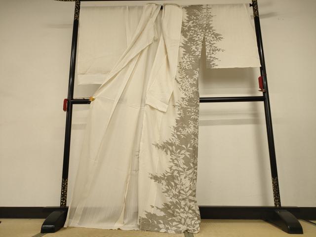 平和屋着物＊夏物 訪問着 白山紬 草花文 証紙付き 仮絵羽 正絹 逸品 未使用 AABE1286jd