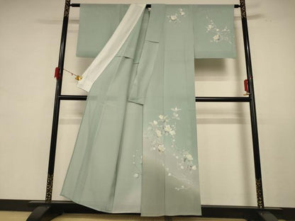 平和屋着物＊夏物 訪問着 絽 友禅 枝花文 暈し染め 正絹 逸品 AABE1287jd