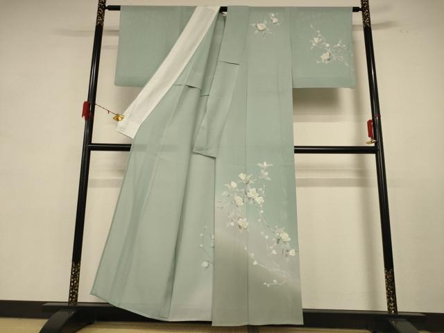 平和屋着物＊夏物 訪問着 絽 友禅 枝花文 暈し染め 正絹 逸品 AABE1287jd