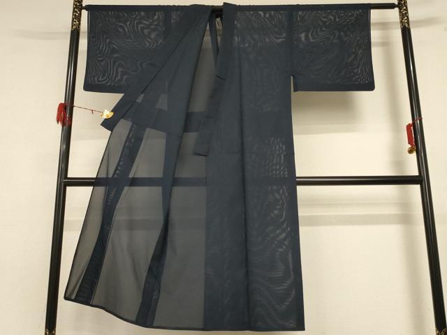 平和屋着物＊夏物 男性 色無地 絽 藍鉄色 洗える着物 AABE1288jd