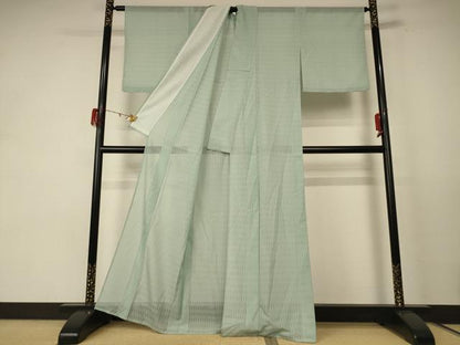 平和屋着物＊夏物 色無地 絽 裏葉柳色 洗える着物 AABE1289jd