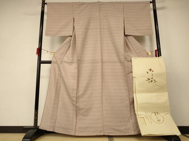 平和屋着物＊夏物 銀座きしや 色無地 絽 白茶色 たとう紙付き 正絹 逸品 AABE1293jd