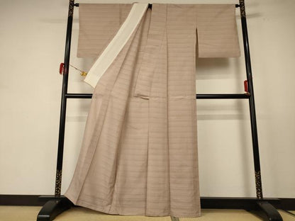 平和屋着物＊夏物 銀座きしや 色無地 絽 白茶色 たとう紙付き 正絹 逸品 AABE1293jd