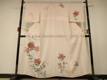平和屋着物＊夏物 訪問着 絽 草花文 反端付き 正絹 逸品 AABE1297jd