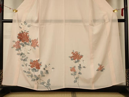 平和屋着物＊夏物 訪問着 絽 草花文 反端付き 正絹 逸品 AABE1297jd