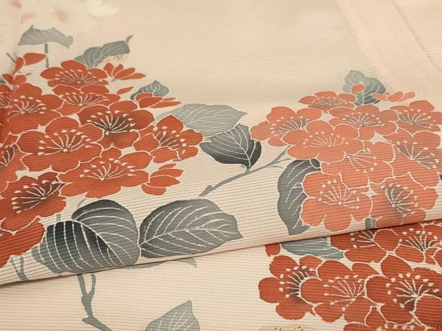 平和屋着物＊夏物 訪問着 絽 草花文 反端付き 正絹 逸品 AABE1297jd