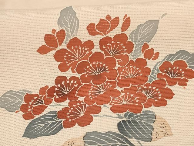 平和屋着物＊夏物 訪問着 絽 草花文 反端付き 正絹 逸品 AABE1297jd