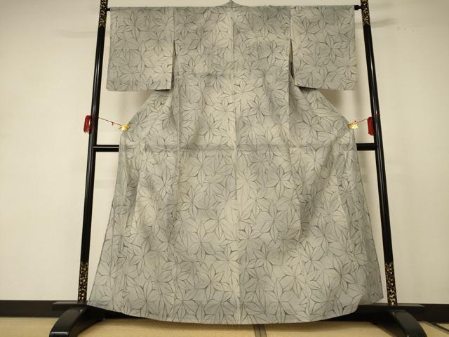 平和屋着物＊夏物 紗紬 麻の葉文様 正絹 逸品 AABE1303jd