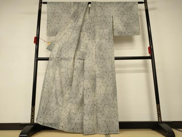 平和屋着物＊夏物 紗紬 麻の葉文様 正絹 逸品 AABE1303jd