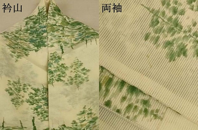平和屋着物＊夏物 小紋 絽 樹林文 洗える着物 AABE1306jd