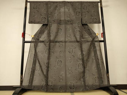 平和屋着物＊夏物 本場大島紬 夏大島 花絵皿文 正絹 逸品 AABE1311jd