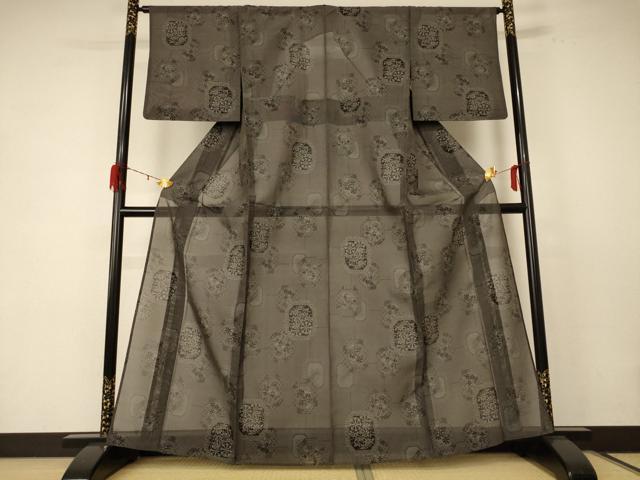 平和屋着物＊夏物 本場大島紬 夏大島 花絵皿文 正絹 逸品 AABE1311jd